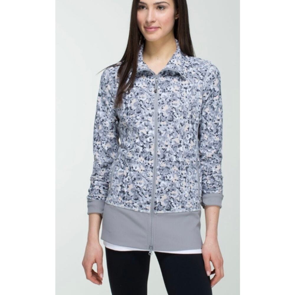 Lululemon Nice Asana Jacket Silver Spoon Full Zip Up Sz 10
